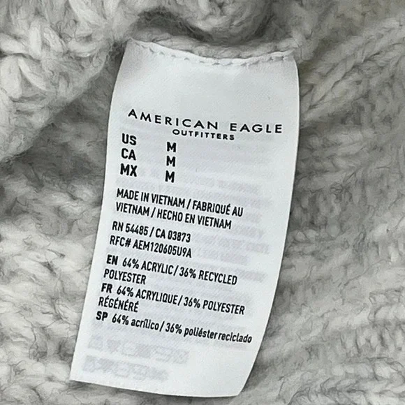 American Eagle Gray Oversized Waffle Knit V-Neck Sweater M | NWT Minor Flaw - Picture 3 of 5